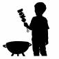 BBQ中の男の子 BBQ中の男の子 男の子,bbq,夏休み,食べ物,焼く,キャンプ,レジャー,アウトドア,串,肉のシルエット素材