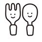 カラトリーセット カラトリーセット カラトリーセット,フォーク,スプーン,並ぶ,2本,子供用,幼児用,顔,かわいい,簡単のシルエット素材