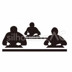 入試　複数 複数,机,紙のシルエット素材