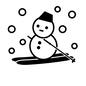スキー スキー スキー,雪だるま,ゆきだるま,スノーマン,ゲレンデ,雪,滑る,スキー板,スティック,冬のスポーツのシルエット素材