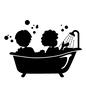 お風呂 お風呂 バスタブ,脚付き,子供,人物,シャワー付き,浴槽,点線,泡,シャボン玉,バブルバスのシルエット素材