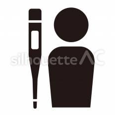検温 体温計,測定,検査のシルエット素材