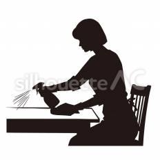 ダイニングテーブルの拭き掃除 ダイニング,テーブル,布のシルエット素材