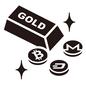 ゴールドバー ゴールドバー,バー,金,ゴールド,キラキラ,ビットコイン,ダッシュ,モネロ,仮想通貨,仮想のシルエット素材