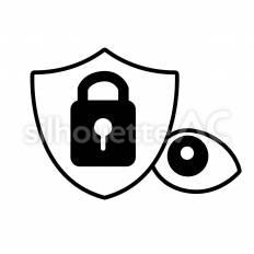 プライバシー保護法違反　白抜き 盾,鍵,目のシルエット素材