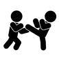 武道 格闘技,人,人物,ピクトグラム,2人,向かい合う,蹴り,テコンドー,格闘技,構えるのシルエット素材