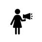 説明する女性 説明,話す,喋る,メガホン,人物,女性,女,女性社員,ピクトグラム,スカートのシルエット素材