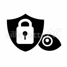 プライバシー保護法違反 盾,鍵,目のシルエット素材