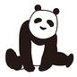 パンダ パンダ,全身,座る,リラックス,くつろぐ,正面,笑顔,笑う,一頭,手をつくのシルエット素材