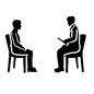 セラピー セラピスト,男性,治療中,診察中,横から,座る,イス,向かい合う,カウンセリング,心理療法のシルエット素材