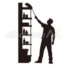 棚の上を掃除する 棚,掃除,拭くのシルエット素材