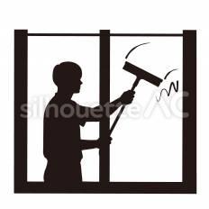 窓をワイパーで拭く 窓,ワイパー,拭くのシルエット素材