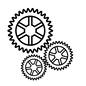 部品 部品 歯車,機械,部品,パーツ,ギア,ギアー,回転,回転軸,歯形のシルエット素材