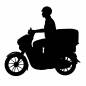 バイクで配達する人 バイクで配達する人 男性,配達,郵便局員,ヘルメット,バイク,乗り物,バイク便,職業,仕事,働くのシルエット素材