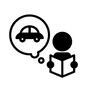 テキスト 1人,人物,人,ピクトグラム,考える,吹き出し,テキスト,教習所,自動車教習所,施設のシルエット素材