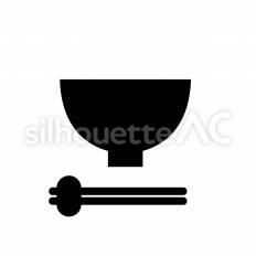 食事 食事,椀,箸のシルエット素材