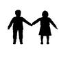 子供 子供 男の子,女の子,子供,全身,正面,立つ,手を広げる,手をつなぐ,手を握る,手をつかむのシルエット素材