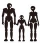 ロボット ロボット ロボット,AIロボット,人型ロボット,全身,立つ,二足歩行,3体,テクノロジー,家族,手をつなぐのシルエット素材