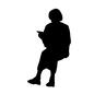 座り読み 座り読み 座る,読む,女性,女,人,人物,おばさん,おばあちゃん,高齢者,中高年のシルエット素材