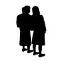 カップル カップル 女の子,全身,立つ,後姿,後ろ向き,ランドセル,ポニーテール,くっつく,同性,同性カップルのシルエット素材