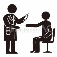 インフルエンザワクチンを打つ人 人,注射器,腕のシルエット素材