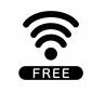 Wi-Fi　Free 無線lan,無料,電波,回線,インターネット,信号,波形,円弧,丸,文字のシルエット素材