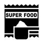 スーパーフード スーパーフード スーパーフード,英語,大文字,横書き,袋入り,粉末,計量スプーン,山盛り,すくう,ギザギザのシルエット素材