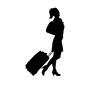 トラベル 人物,女性,全身,歩く,引く,横向き,旅,旅行,トラベル,キャリーのシルエット素材