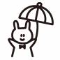 傘をさすウサギ ウサギ,傘,雨,梅雨,笑顔,にっこり,動物,1匹,蝶ネクタイ,ペットのシルエット素材