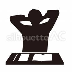 思案中 椅子,机,紙のシルエット素材