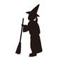 魔女の仮装をする女の子 仮装,コスプレ,ハロウィン,人,人物,女の子,魔女帽子,ほうき,横向き,立つのシルエット素材