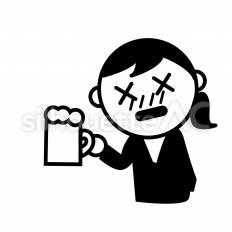 アルハラ　女性 酒,飲酒,強要のシルエット素材