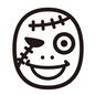 ゾンビ ゾンビ ゾンビ,顔,正面,アップ,ハロウィン,縫い目,傷,片眼,線,簡単のシルエット素材