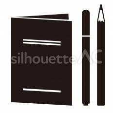 メモ帳 ノート,紙,筆記のシルエット素材