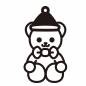 クリスマス（三角帽子をかぶったクマ） クリスマス,プレゼント,クマ,ぬいぐるみ,三角帽子,蝶ネクタイ,リボン,おもちゃ,動物,おすわりのシルエット素材