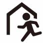 避難所 走る,屋根,入口,全身,記号,アイコン,マーク,ピクトグラム,シンプル,案内向けのシルエット素材
