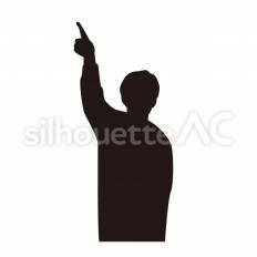 確認 指差す,立つ,情報のシルエット素材