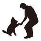 犬 犬 犬,いぬ,イヌ,人,人物,男性,飼い主,お手,向かい合う,横向きのシルエット素材