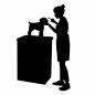 女性トリマー 女性トリマー 女性,犬,トリマー,トリミング,動物,ペット,カット,お団子ヘア,1匹,職業のシルエット素材
