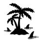 サメがすむ海域 ヤシの木,サメ,ヒレ,危険,孤島,夏,旅行,夏休み,休日,休暇のシルエット素材