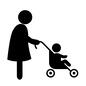 親子 親子 人,人物,ピクトグラム,親子,ベビーカー,散歩,横向き,母親,母子,お母さんのシルエット素材