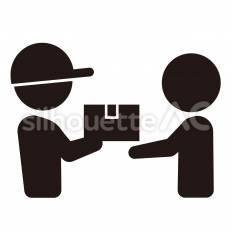 配送　手渡し 箱,渡す,配送のシルエット素材