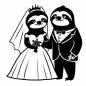 ナマケモノ ナマケモノ ナマケモノ,カップル,結婚,ウェディングドレス,タキシード,全身,記念,ユニーク,楽しい,幸せのシルエット素材