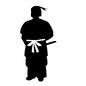 男性 男性,全身,立つ,武器,刀,腰ひも,頭巾,忍者,忍,被り物のシルエット素材