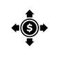 矢印マーク 矢印,円,四方向,4方向,両替,レート,交換,チェンジ,金融,ファイナンスのシルエット素材