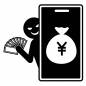 詐欺アプリで送金させられる被害 スマートフォン,送金,犯罪,金銭,アプリ,操作,シンプル,クール,防犯,機器のシルエット素材
