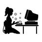 パソコン作業する女性 パソコン作業する女性 リモートワーク,テレワーク,在宅勤務,外出自粛,自粛,ステイホーム,人,人物,女性,パソコン作業のシルエット素材