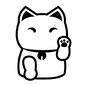 招き猫 招き猫,彦根,左手,上げる,人を招く,正面,置物,鈴,肉球,笑うのシルエット素材