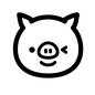 ブタ(ウインク) ブタ(ウインク) 動物,表情,顔,豚,ぶた,ブタ,こぶた,子豚,子ブタ,ウインクのシルエット素材