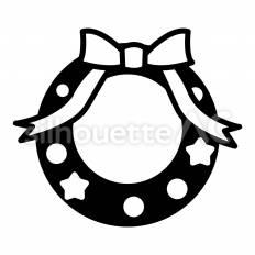 クリスマスリース リース,リボン,星のシルエット素材